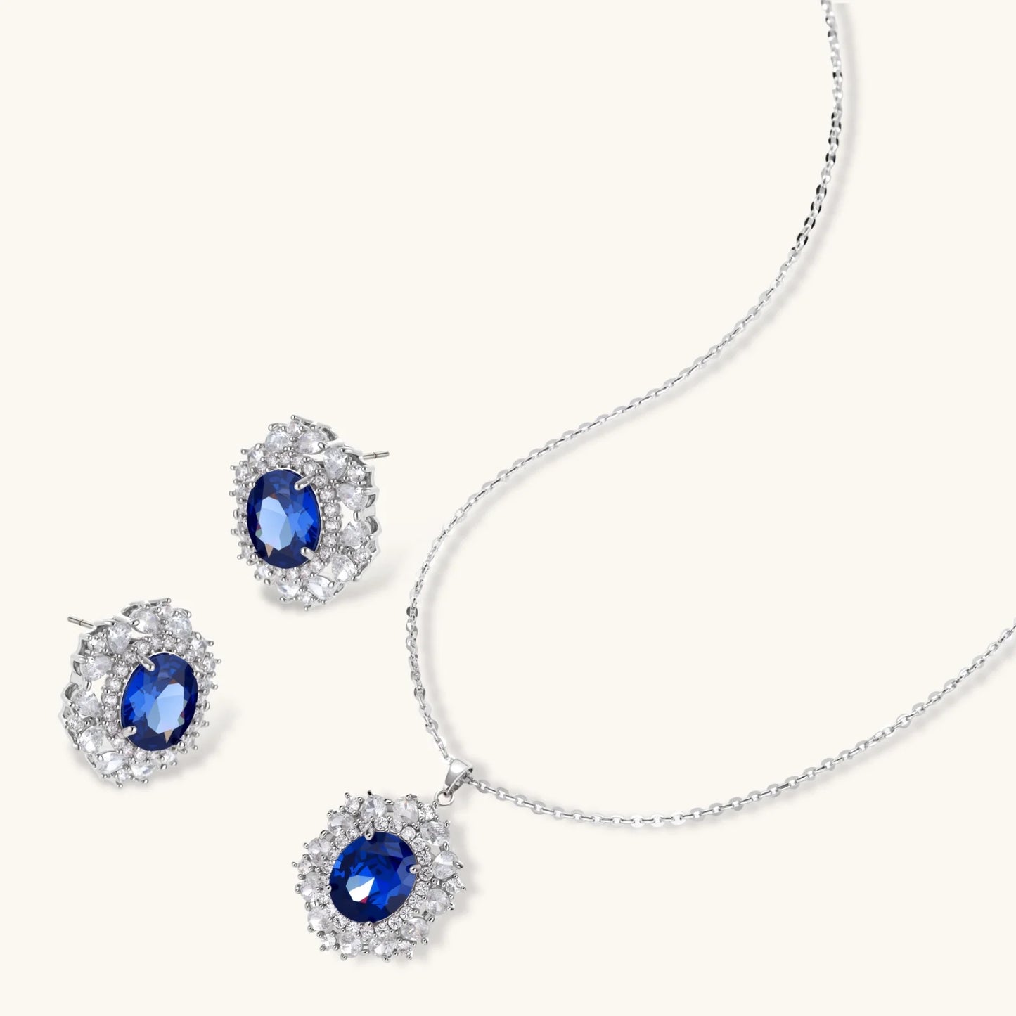Royal Sapphire Halo Set | Eco- Friendly jewelry