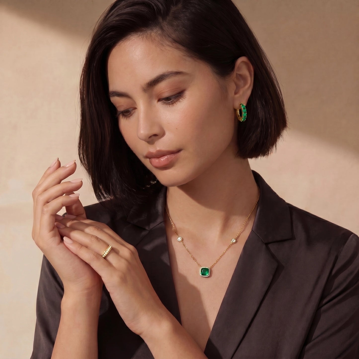 Emerald Dreams Necklace | adjustable | 14 K Gold-Plated 925 Sterling Silver