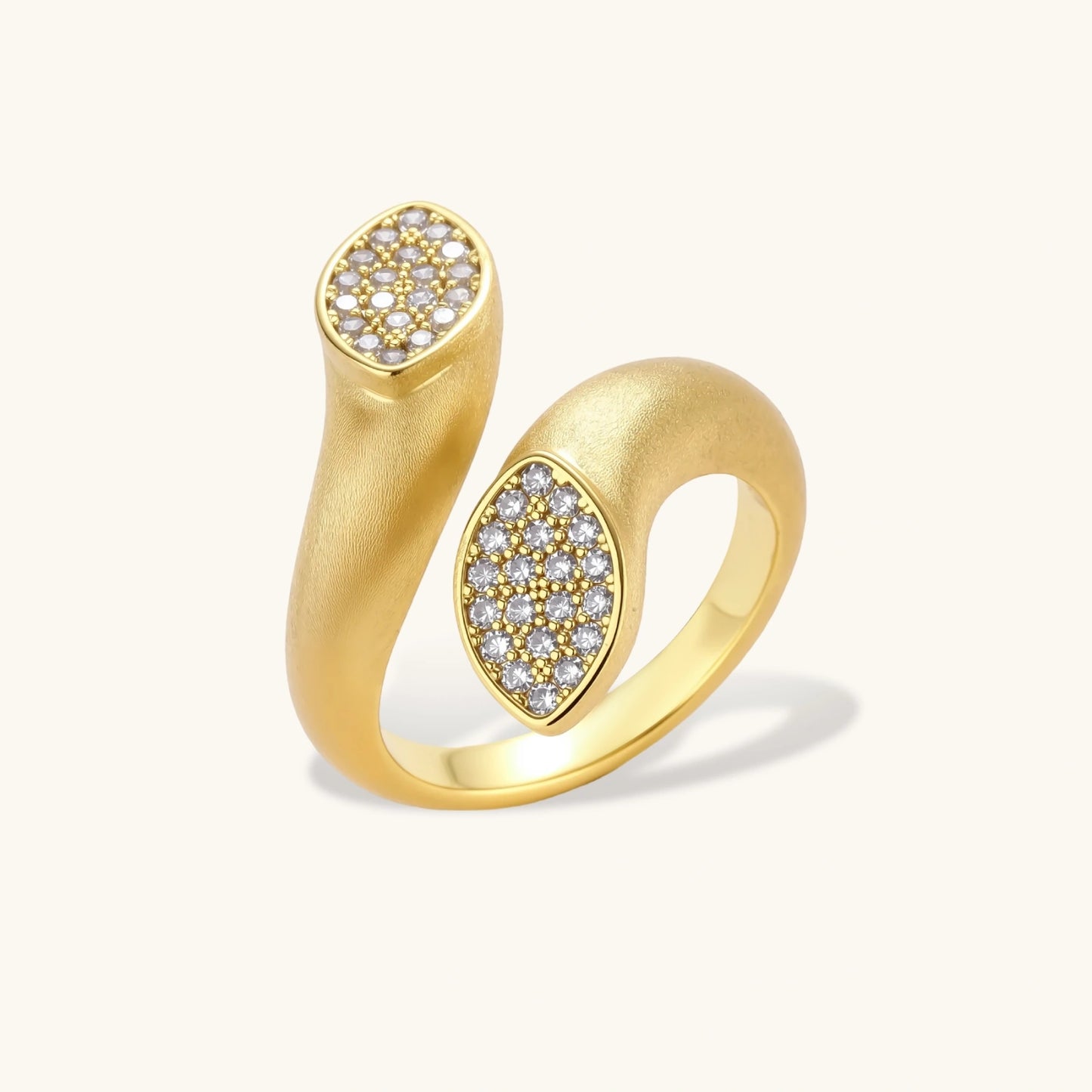 Dual Spark Ring 14 K Gold Plated Eco-Brass with Zirconia - Adjustable size