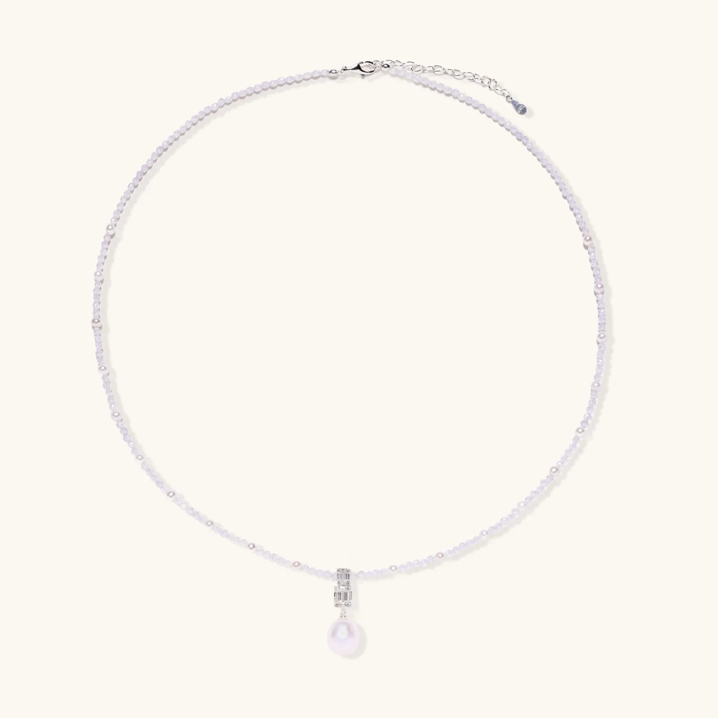 Lavender Dreams Pearl Necklace | Rhodium Plated 925 Sterling Silver & Freshwater pearl