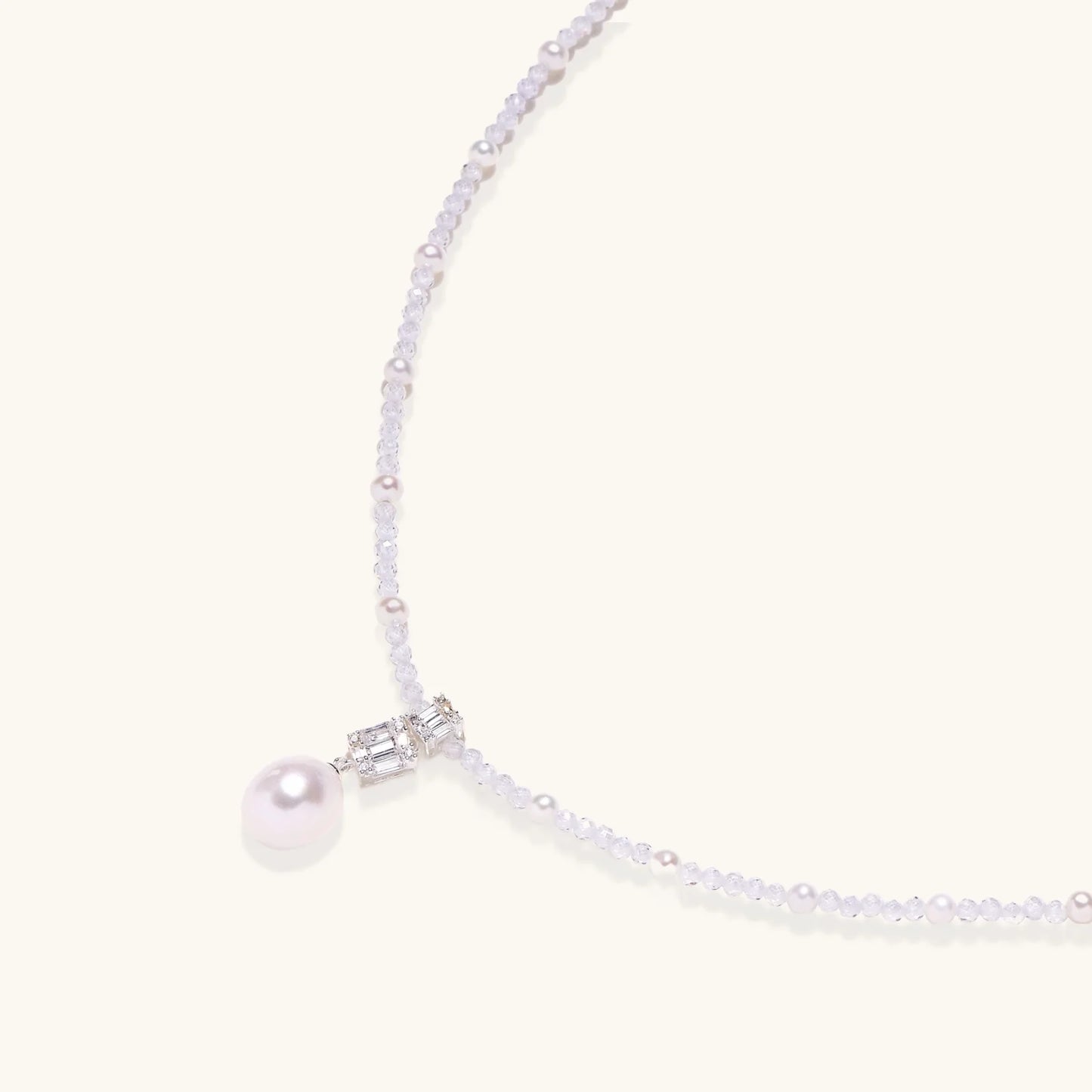 Lavender Dreams Pearl Necklace | Rhodium Plated 925 Sterling Silver & Freshwater pearl