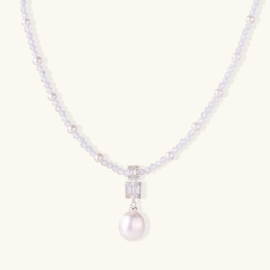 Lavender Dreams Pearl Necklace | Rhodium Plated 925 Sterling Silver & Freshwater pearl