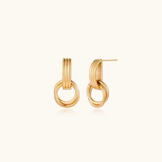Elegante øredobber i 18K Gull forgylt rustfritt stål | Linear Loop Drops