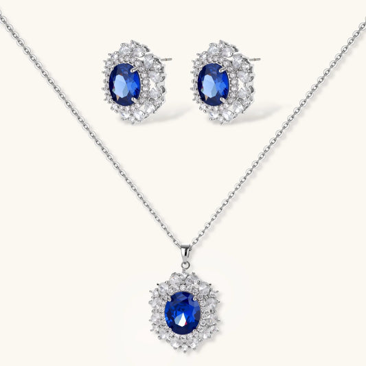 Royal Sapphire Halo Set | Eco- Friendly jewelry