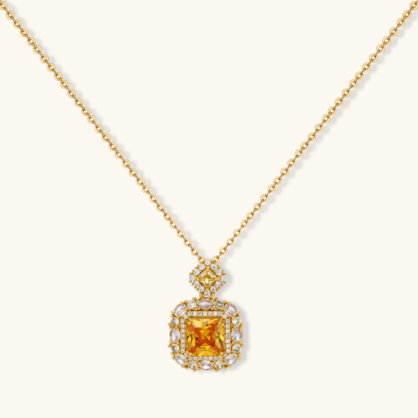 Heirloom Square Smykkesett med 14 K gullbelegg i eco-brass og Cubic Zirkonia - Hudvennlig komfort