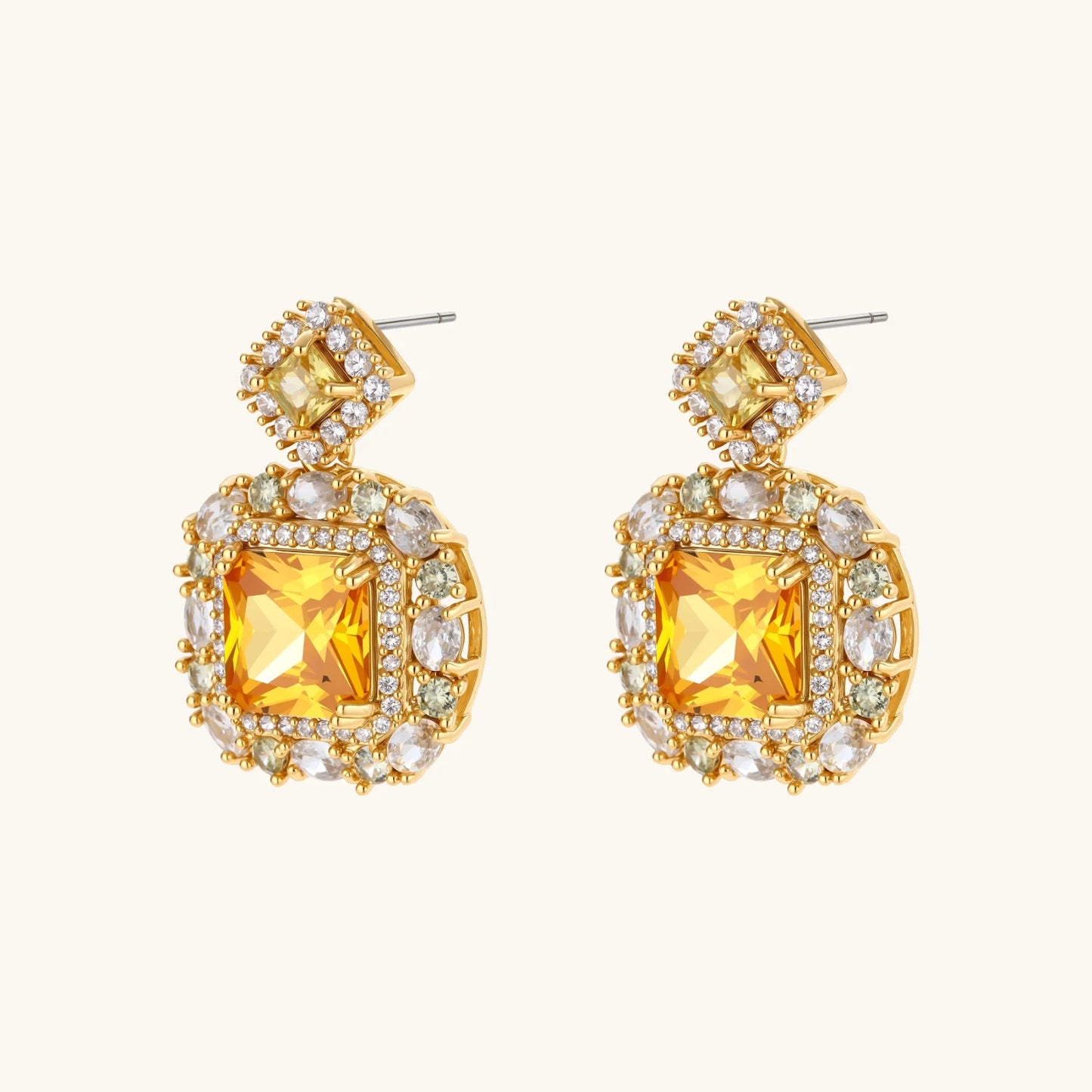 Heirloom Square Smykkesett med 14 K gullbelegg i eco-brass og Cubic Zirkonia - Hudvennlig komfort