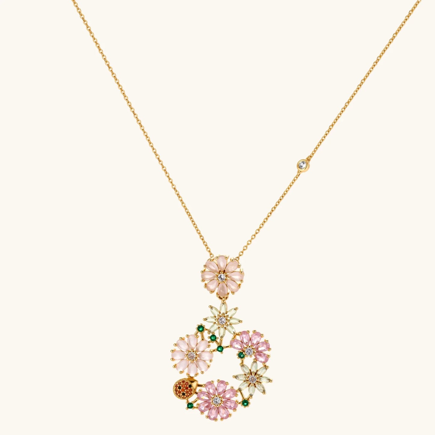 Blooming Garden Smykkesett  i 14 K gullbelegg og cubic zirkonia - Allergivennlig smykkesett - i eco messing