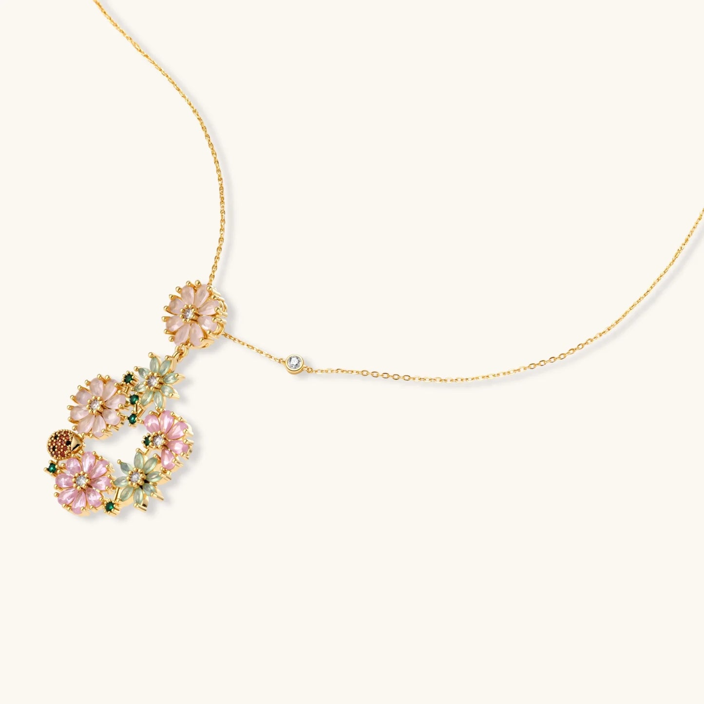 Blooming Garden Smykkesett  i 14 K gullbelegg og cubic zirkonia - Allergivennlig smykkesett - i eco messing