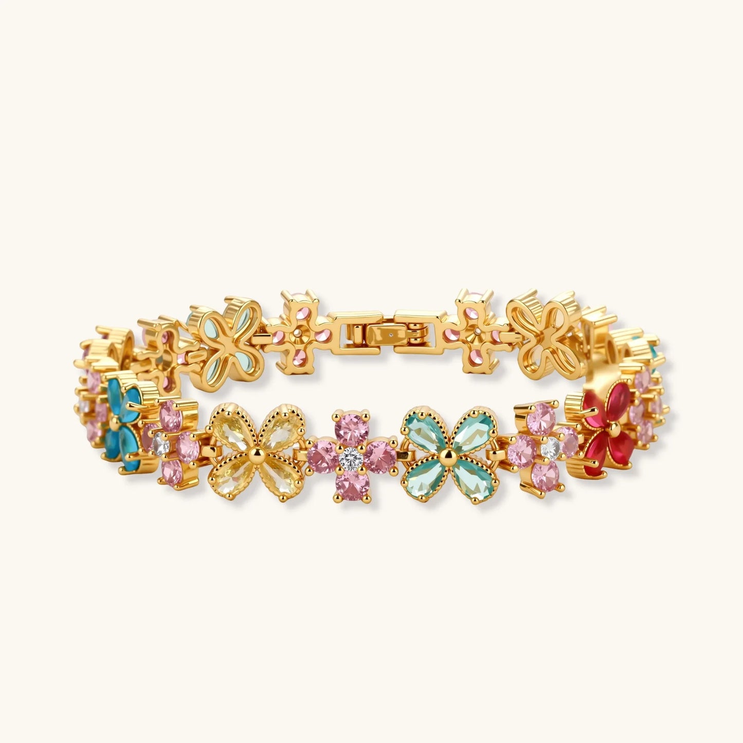 Garden Bloom Smykkesett i 14 K gullbelegg og cubic zirkonia- Allergivennlig smykkesett- eco - brass