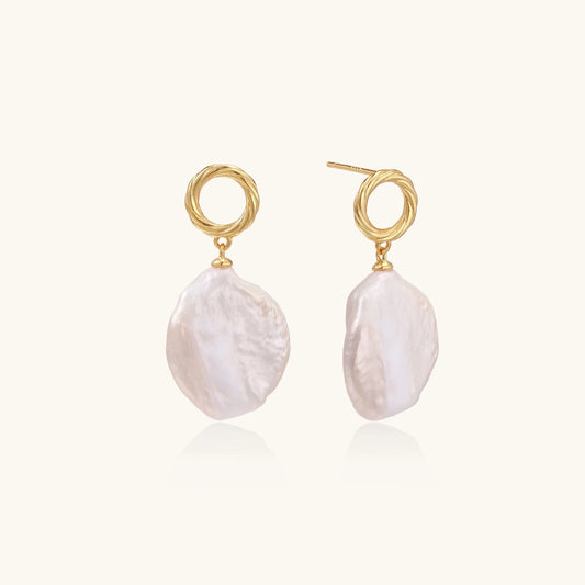 Pearl Glow Drop Earrings 18K Gold Vermeil - Baroque Pearl