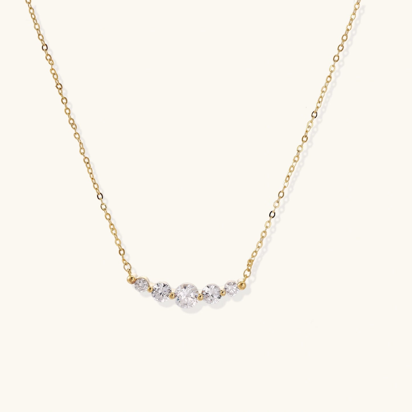 Golden Arc Necklace in 14K Gold Plated Eco-Brass & Zirconia