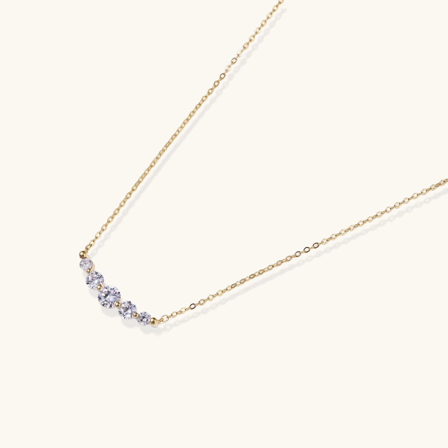 Golden Arc Necklace in 14K Gold Plated Eco-Brass & Zirconia