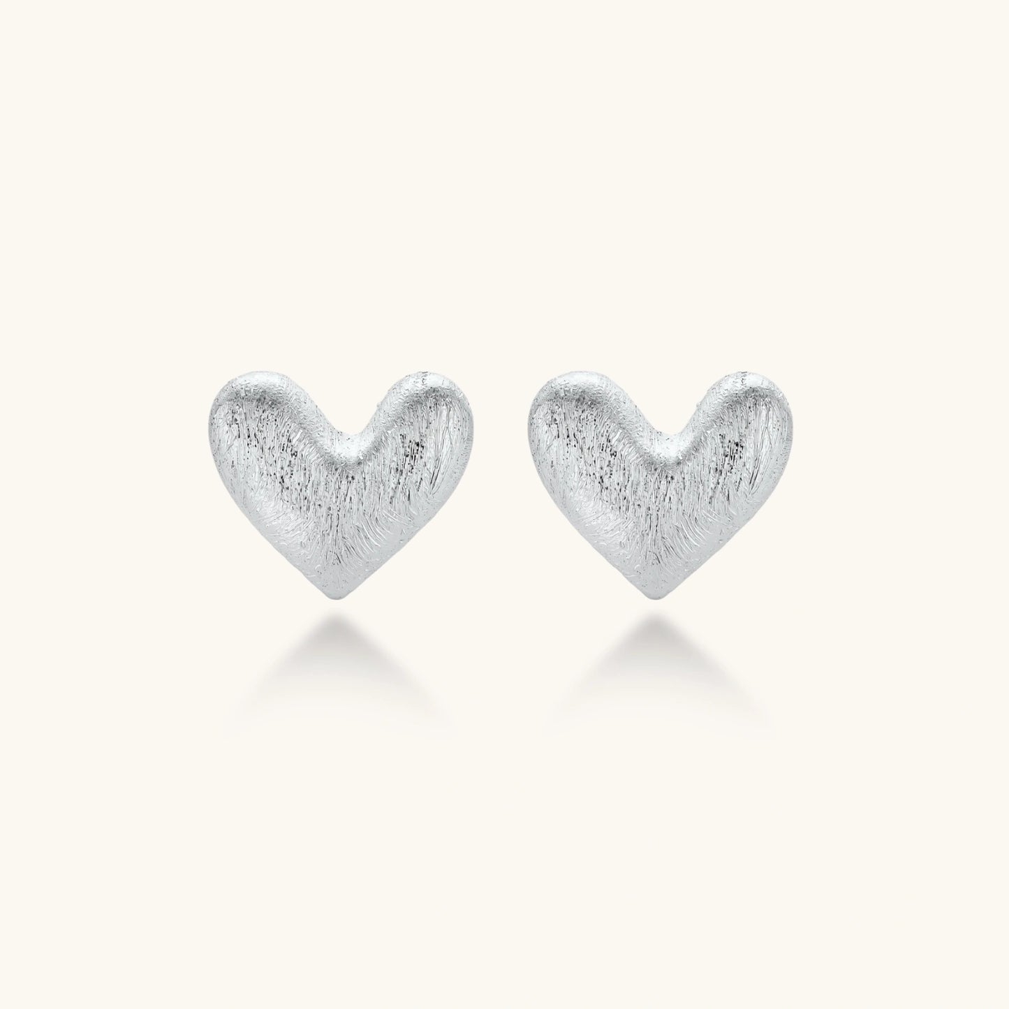 Brushed Heart Studs