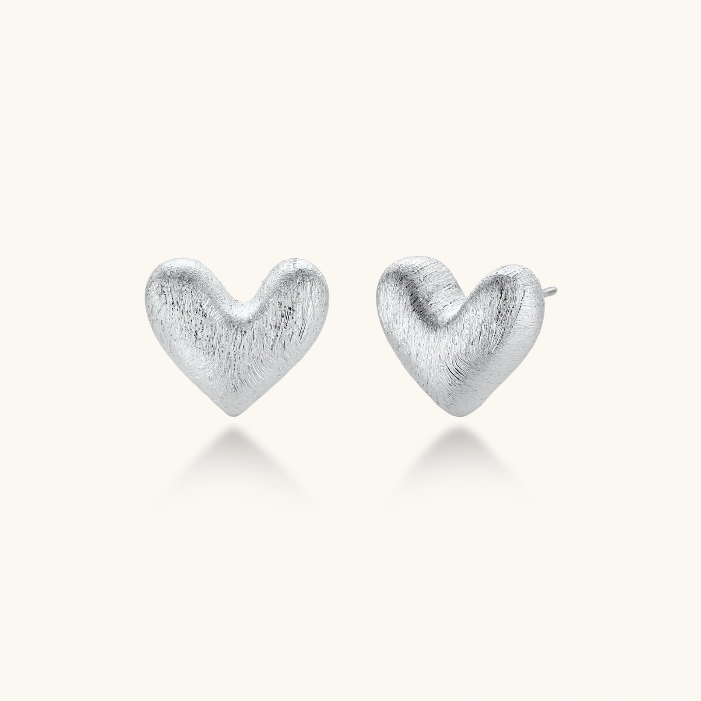 Brushed Heart Studs