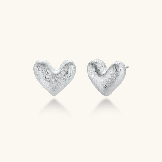 Brushed Heart Studs