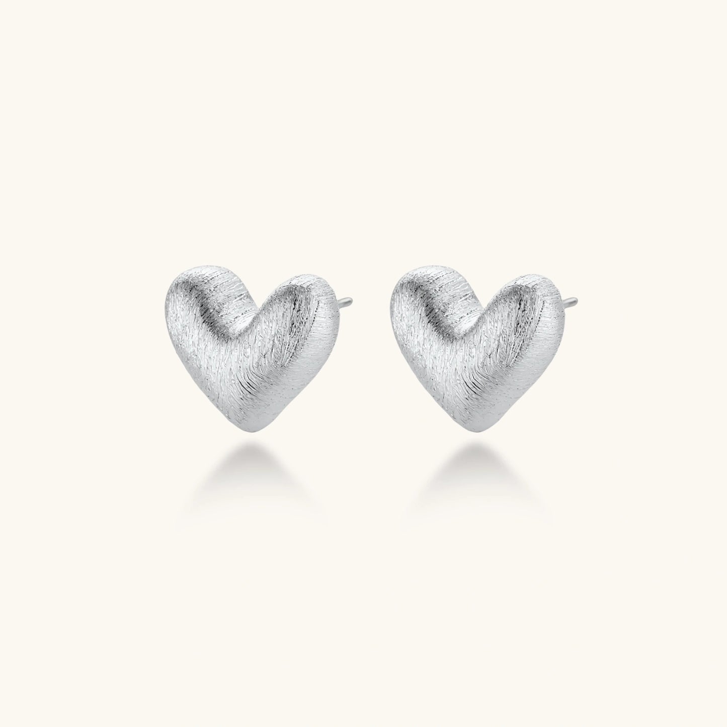Brushed Heart Studs