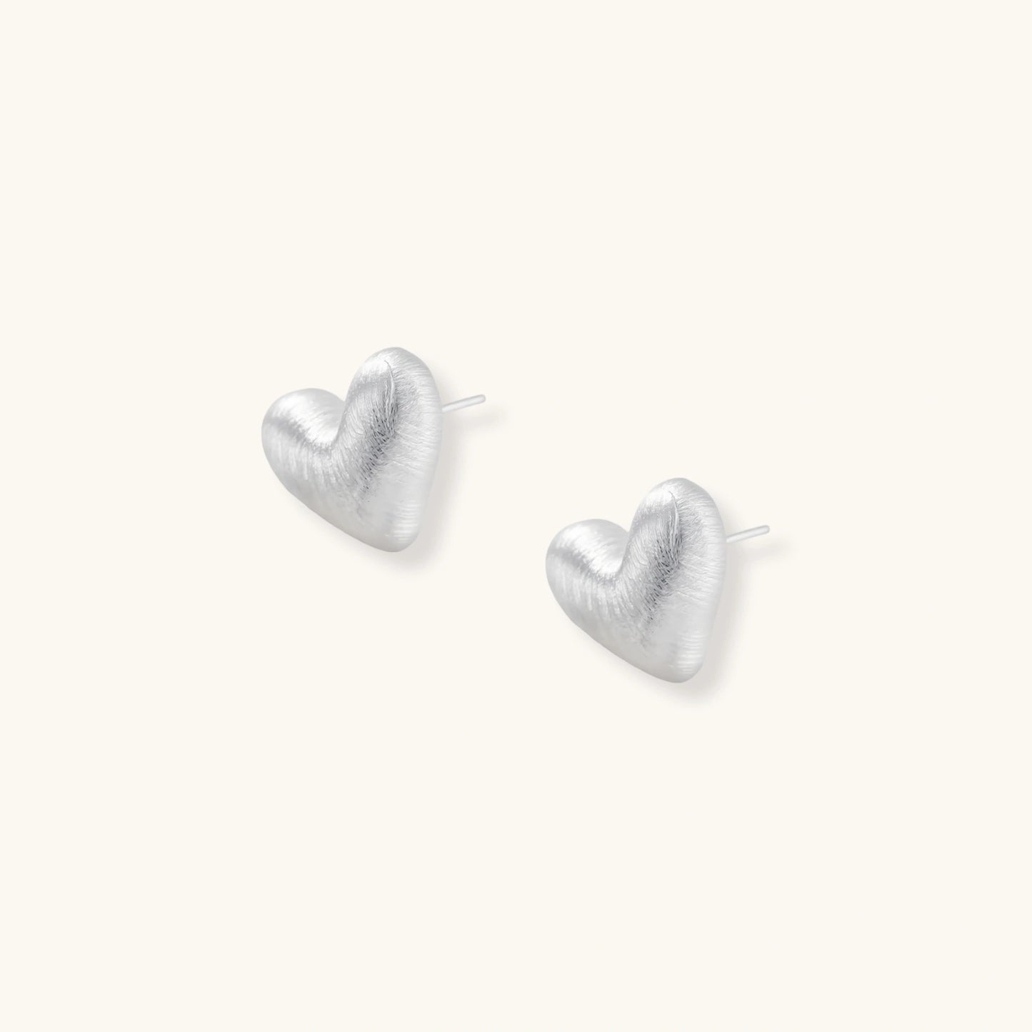 Brushed Heart Studs