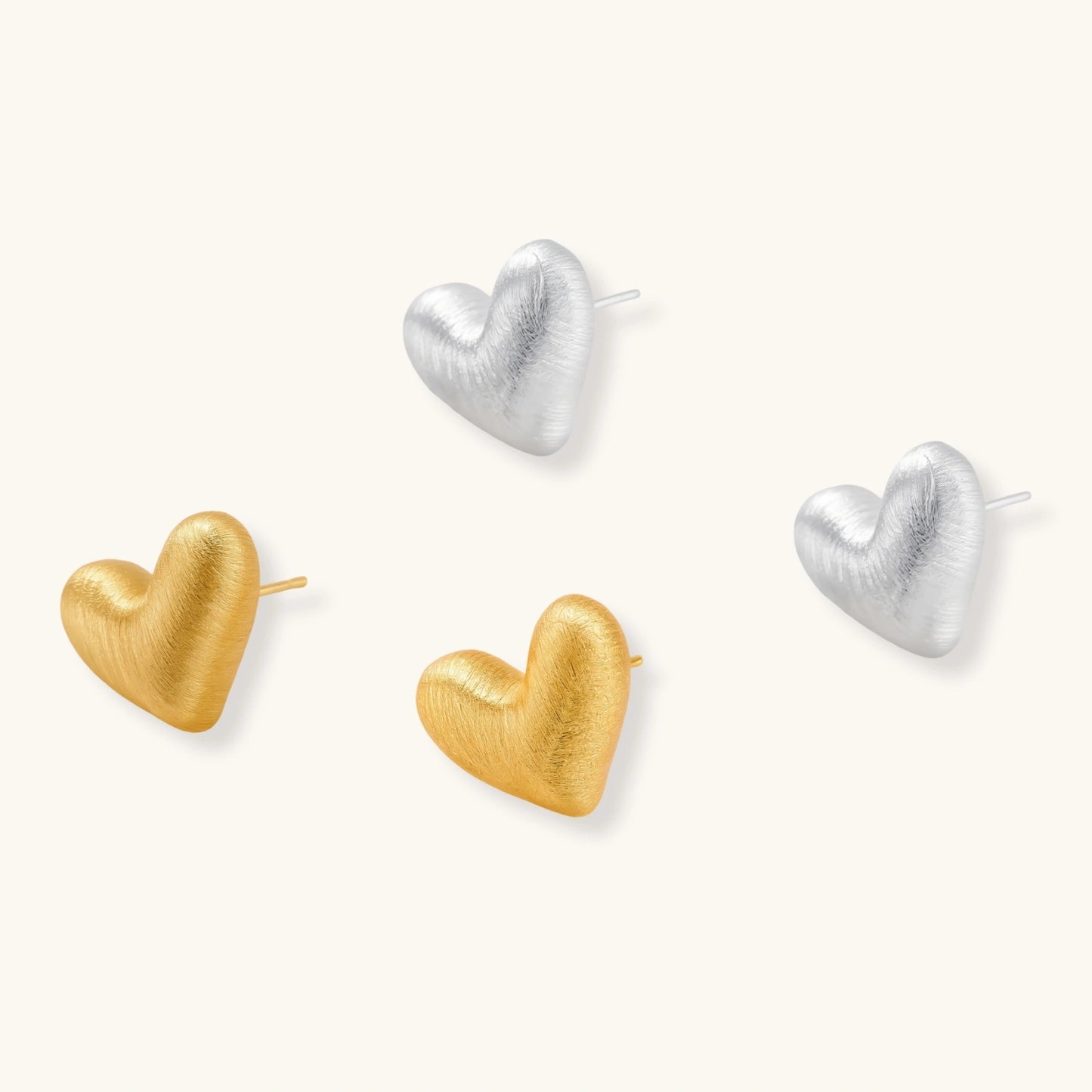 Brushed Heart Studs