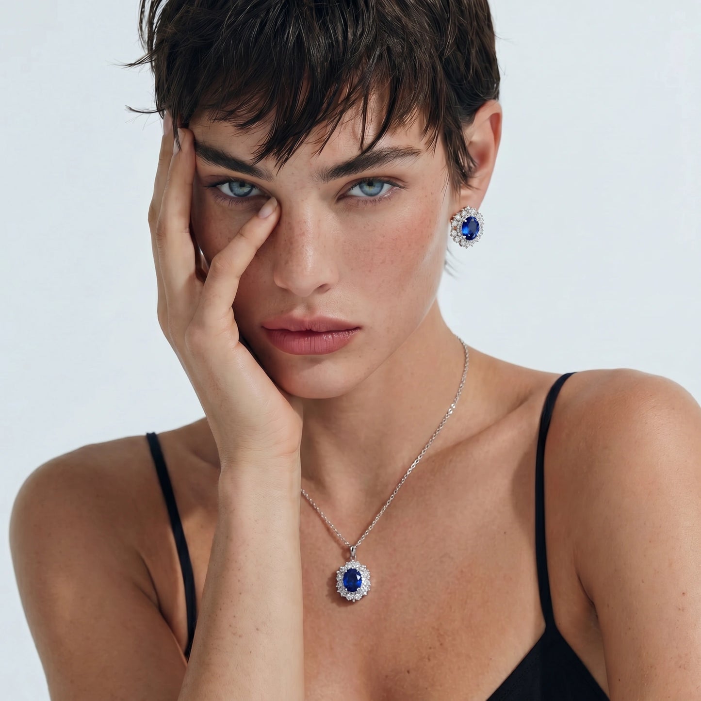 Royal Sapphire Halo Set | Eco- Friendly jewelry