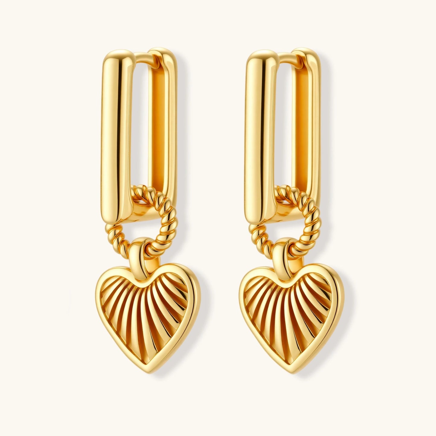 Sunburst Heart Huggie Earrings-Platinum Plated 925 Sterling Silver