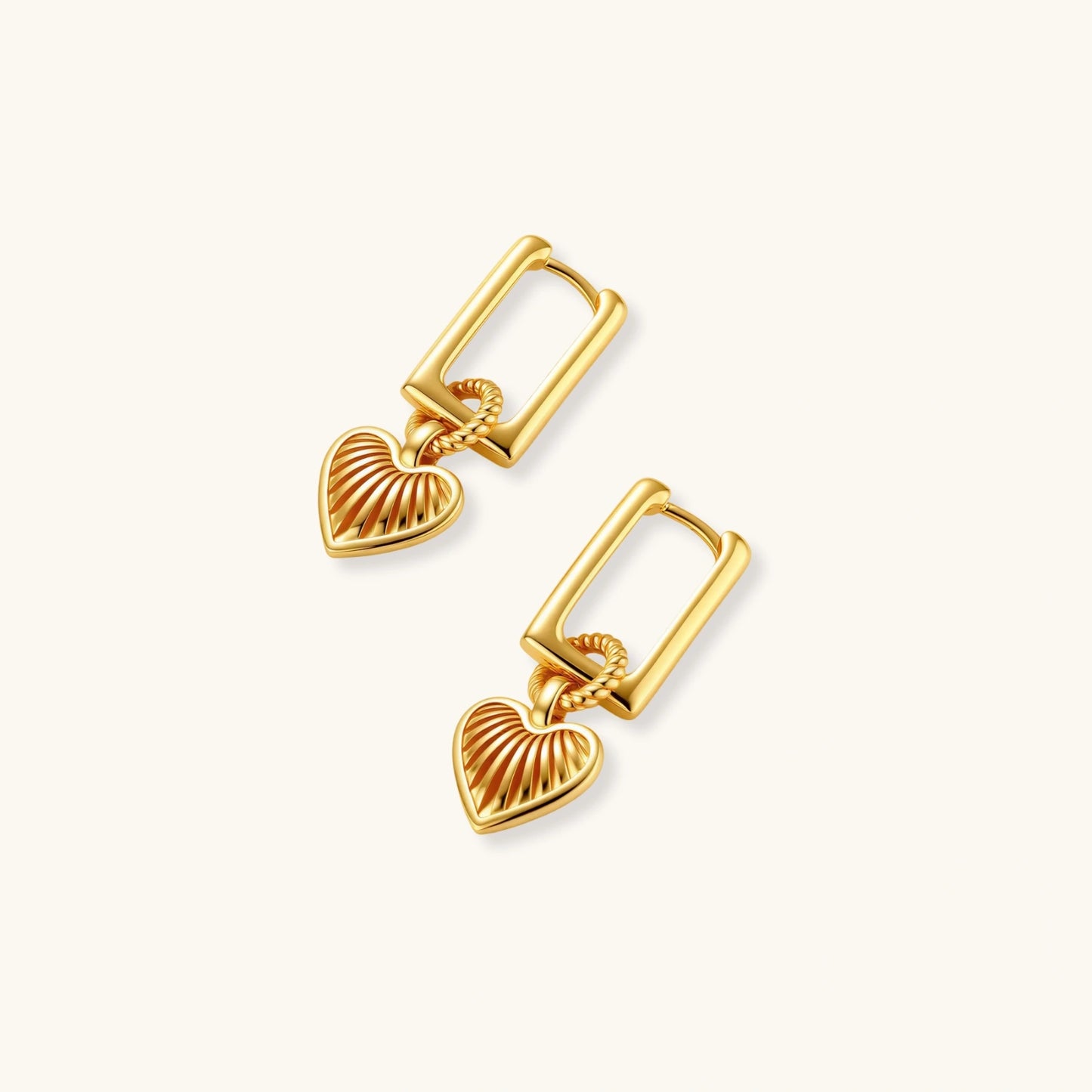 Sunburst Heart Huggie Earrings-Platinum Plated 925 Sterling Silver