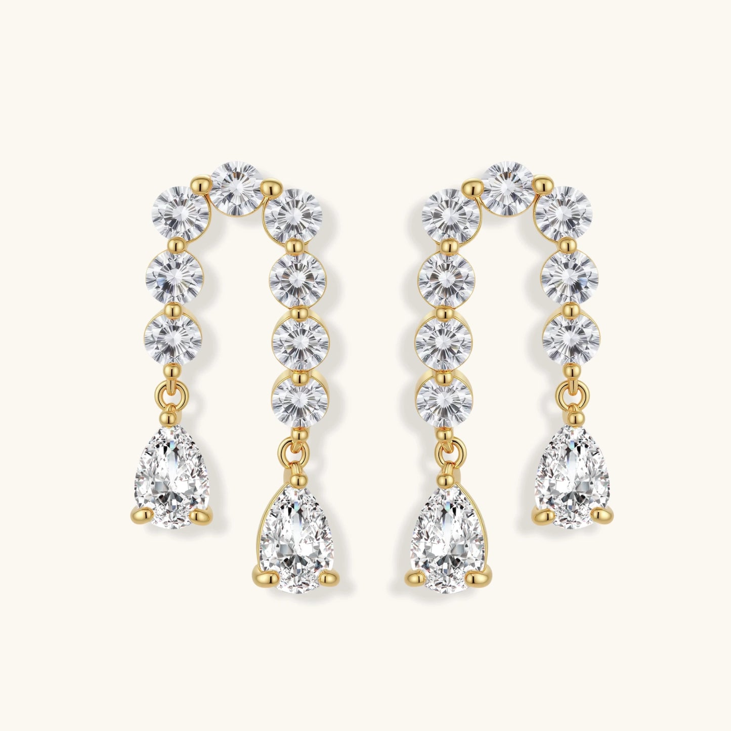 Linear Crystal Drops 14 K Gold plated Eco - Brass & Zirconia