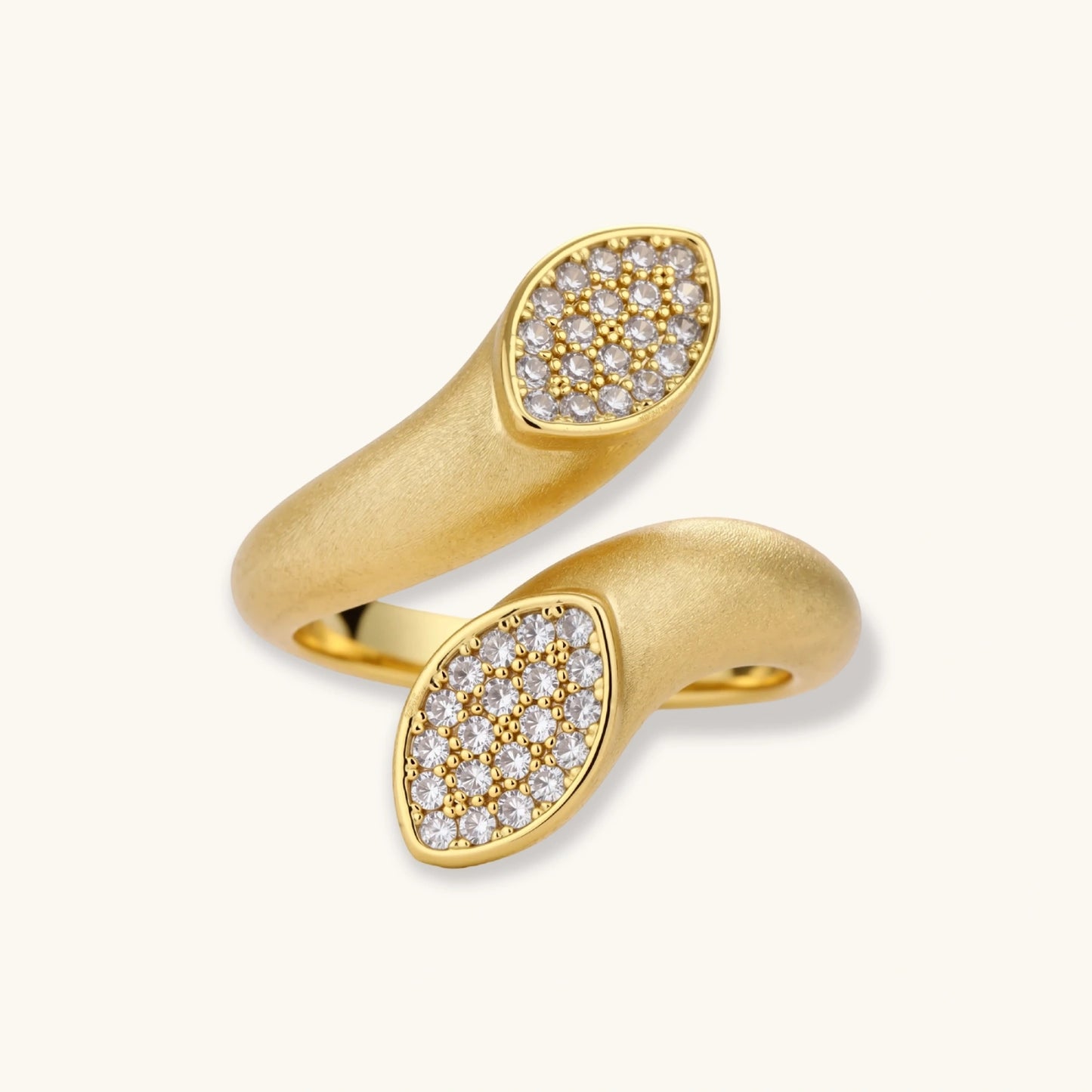 Dual Spark Ring 14 K Gold Plated Eco-Brass with Zirconia - Adjustable size