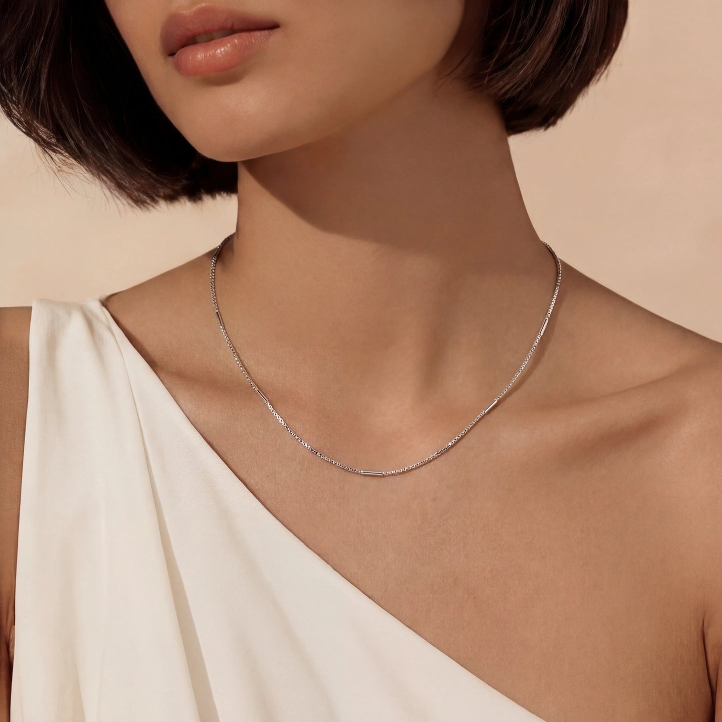 Rhythm Chain Necklace in platinum S925 Sterling Silver | adjustable